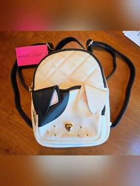 NWT Betsey Johnson XOBAYBEE Puppy Dog Mini Backpack Cream Black